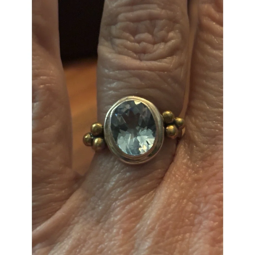 Vintage Sterling Silver Blue Topaz Ring Size 8
